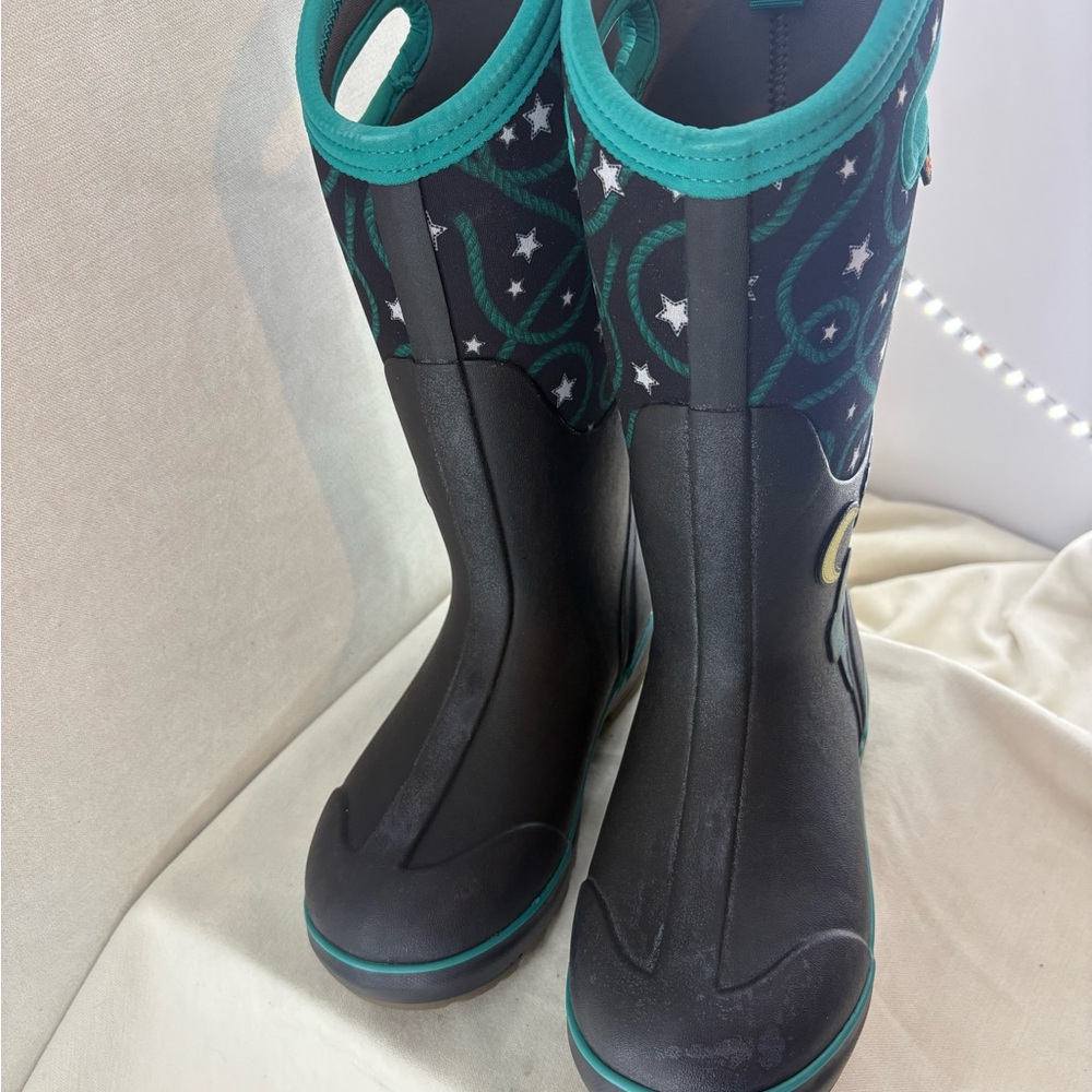 Bogs womens Rancg / Farm Boot Black & Teal Cactus NIB - Picture 3 of 7